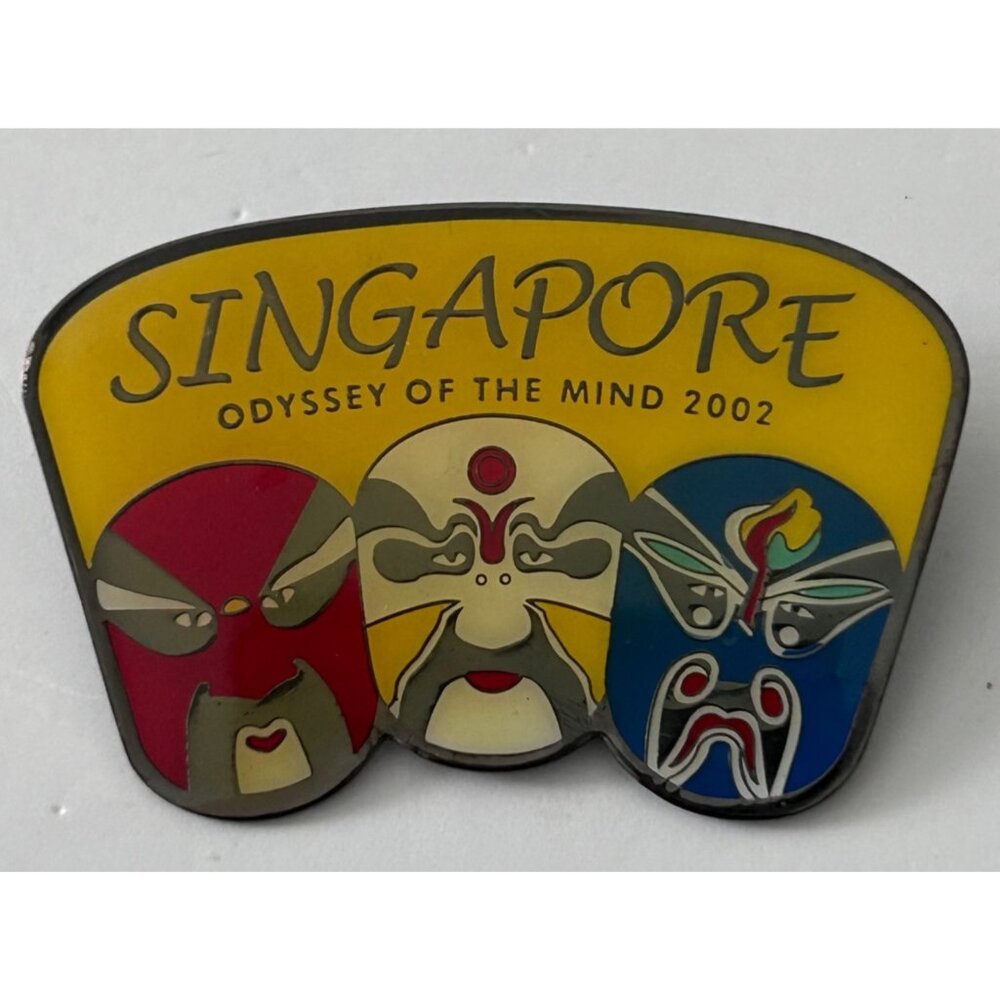 Vintage Odyssey of the Mind Singapore Masks International Lapel Pin
